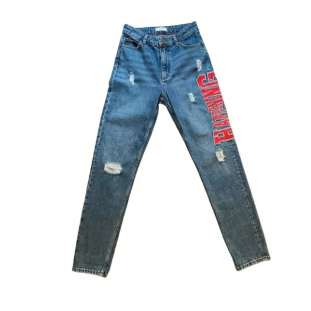 Sandro Paris Hortense Happening distressed high waisted Jeans preppy varsity 6 - Picture 3 of 16